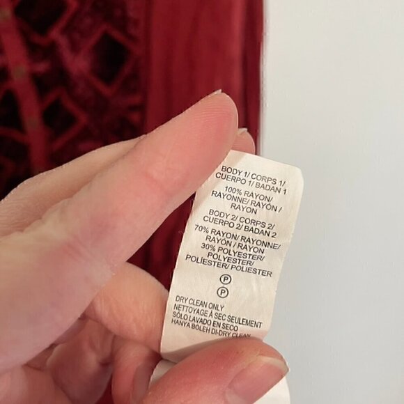 LUCKY BRAND Plus Size Burnout Velvet Bib Henley Top Burgundy Maroon Red Roll Tab - Picture 11 of 14